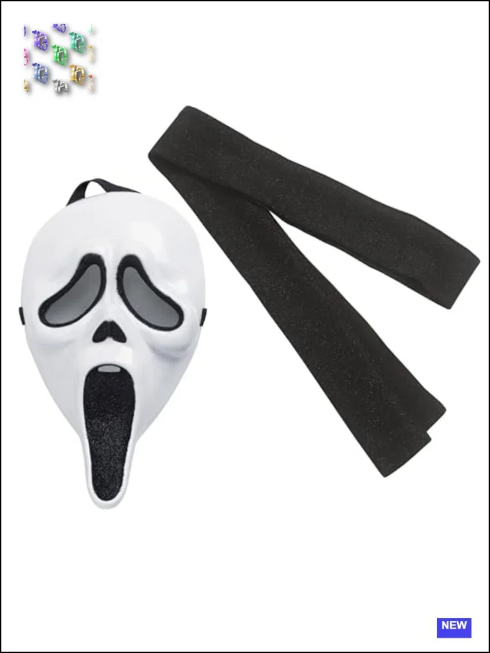 Girls Glitter Ghost Face Costume Medium Halloween Sparkle Dress Mask